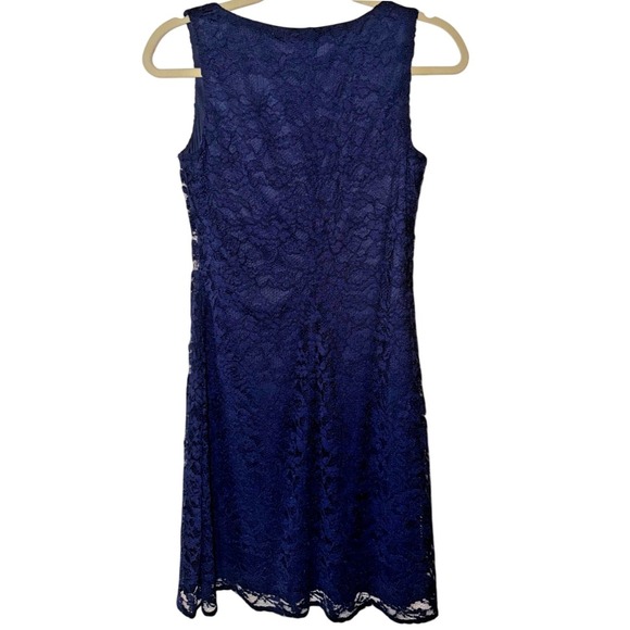 Chaps Navy Blue‎ Lace Sleeveless Dress - Elegant Party Cocktail Size 4 - Picture 2 of 9